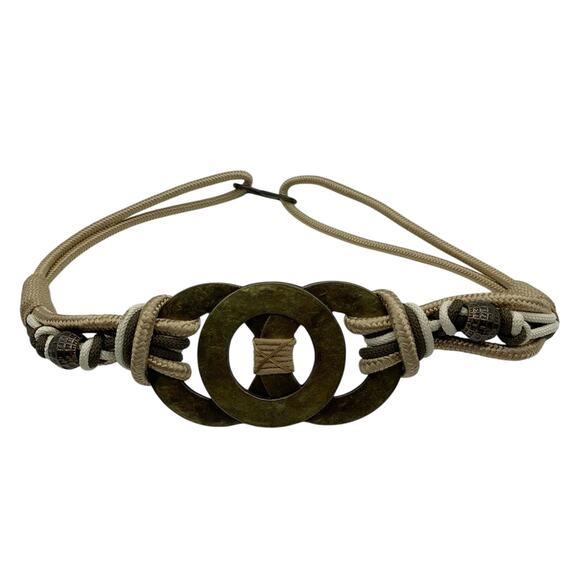 Vintage 90's Leather Shop Retro Boho Metalwork Rope Belt -Festival Grunge Hippie - Picture 1 of 7